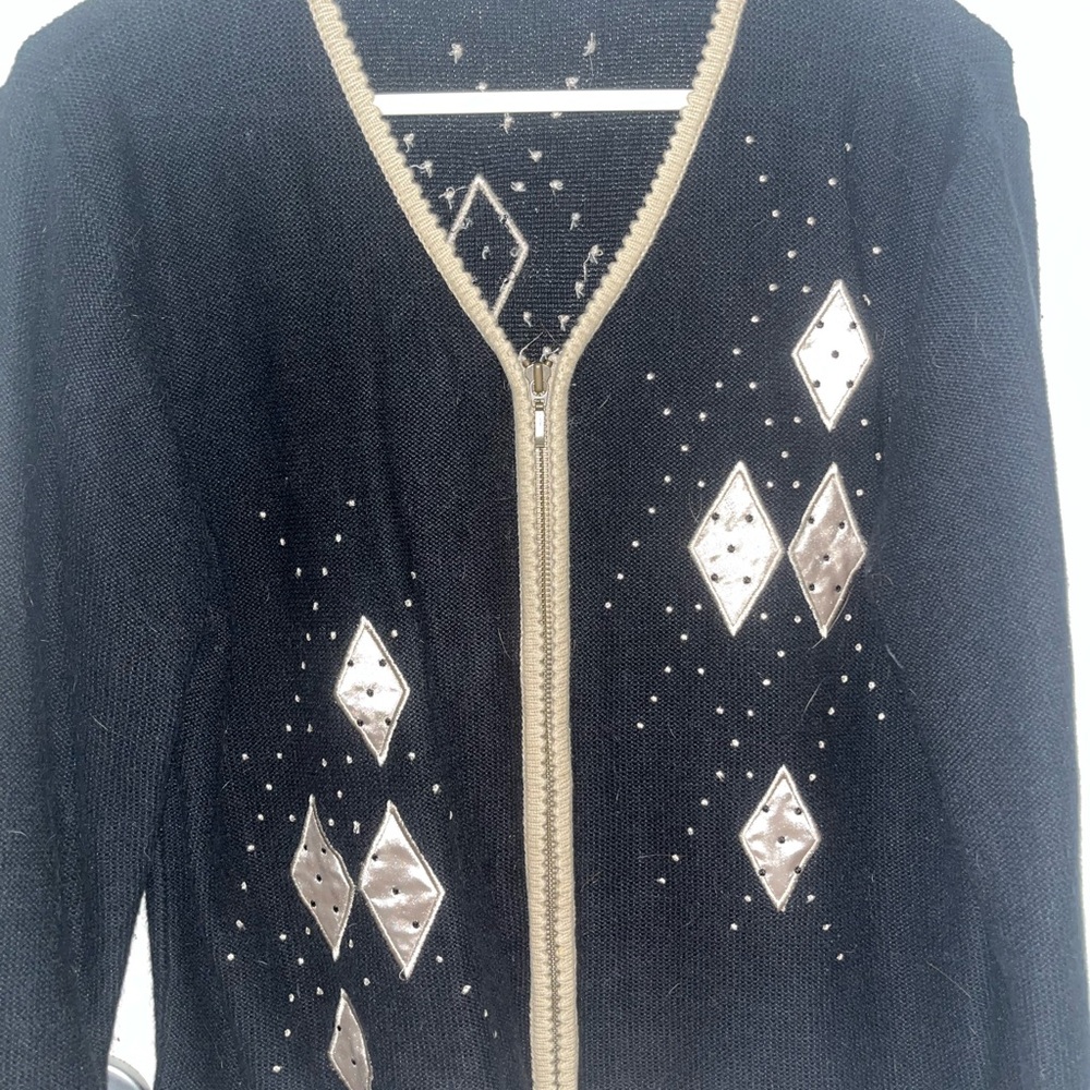 Christopher & Banks Black Sweater with Silver Details